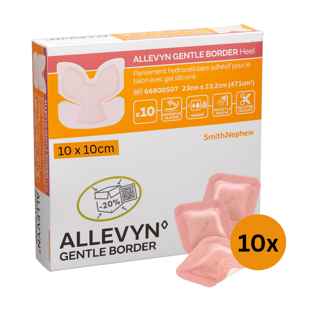 ALLEVYN Gentle Border Classic Foam Dressing – Silicone adhesive wound dressing for fragile skin and moderate to heavy exudate