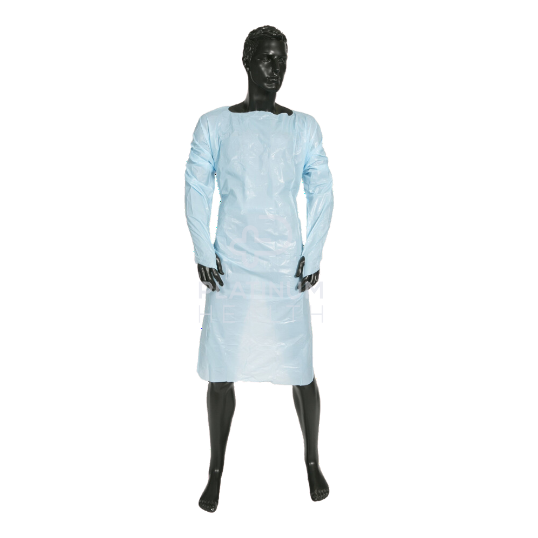 Clinical Pe Blue Impervious Gown With Thumb Hooks Universal Size Gowns & Coats