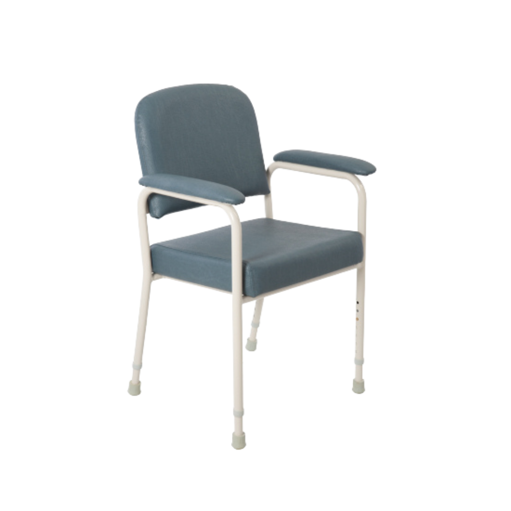Blue chair with white frame on a white background