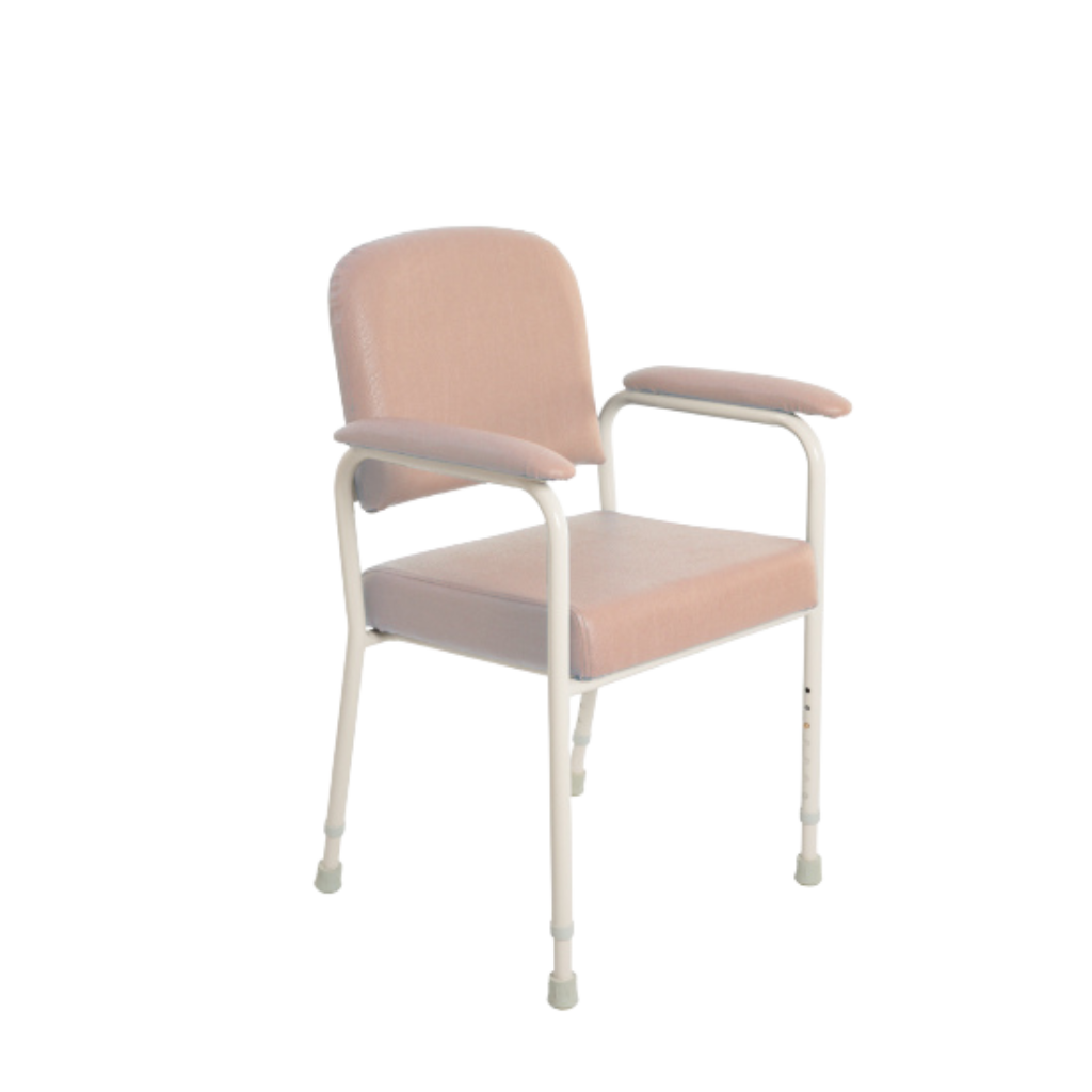 Chair with pink seat and backrest on a white background