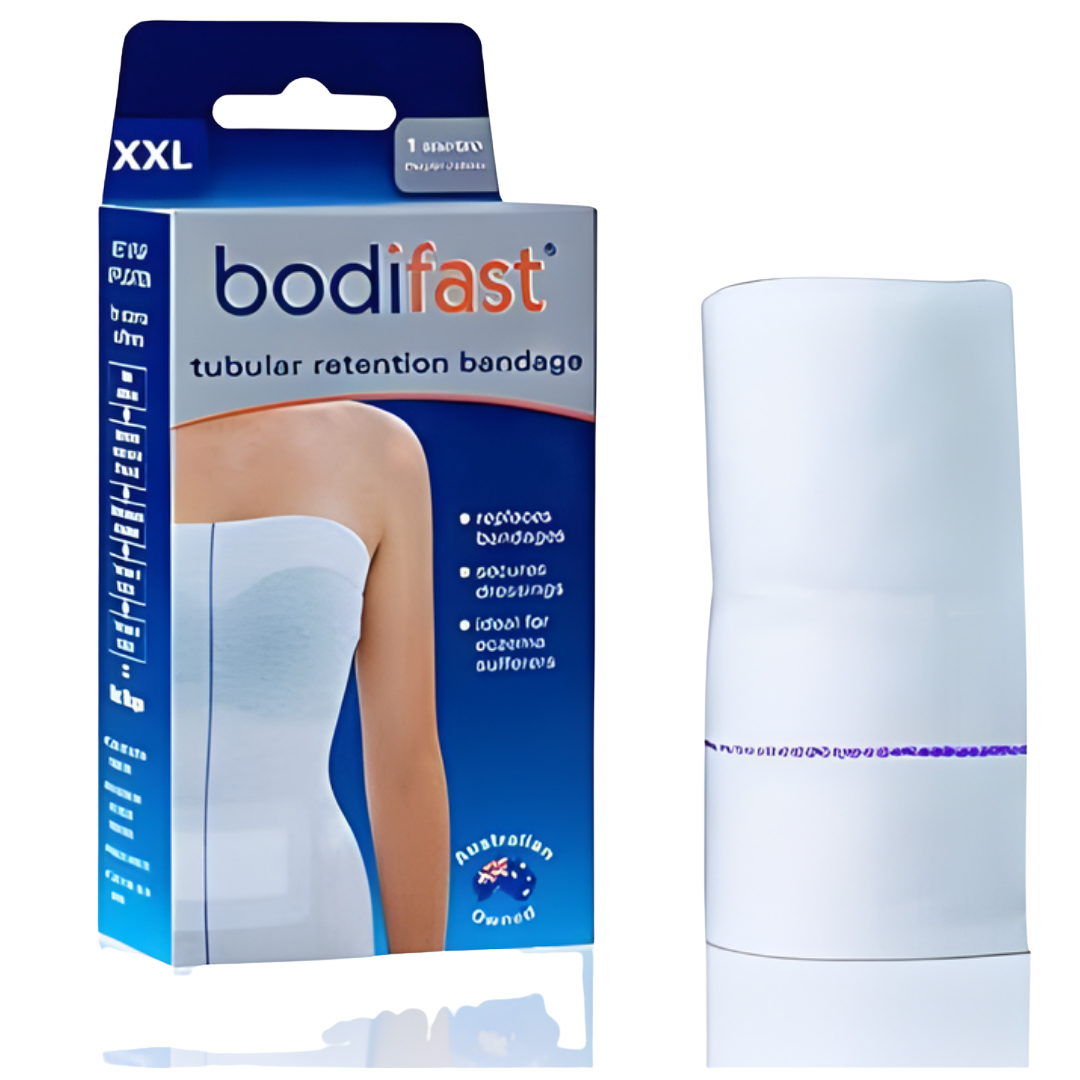 Bodifast Tubular Retention Bandage – soft tubular bandage in multiple colour-coded sizes for secure dressing support.