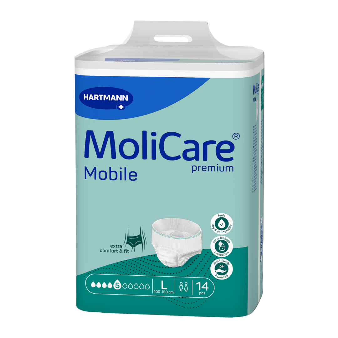 MoliCare Premium Mobile Large 5 Drops – Pull-up incontinence pants for moderate bladder weakness with odour control
