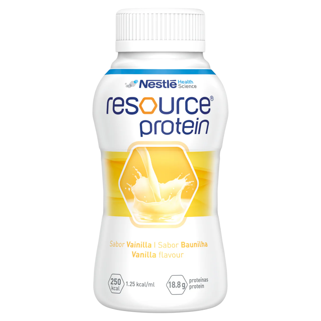 Nestlé Resource Protein Vanilla 200ml bottle – high-protein nutritional supplement for recovery and strength.