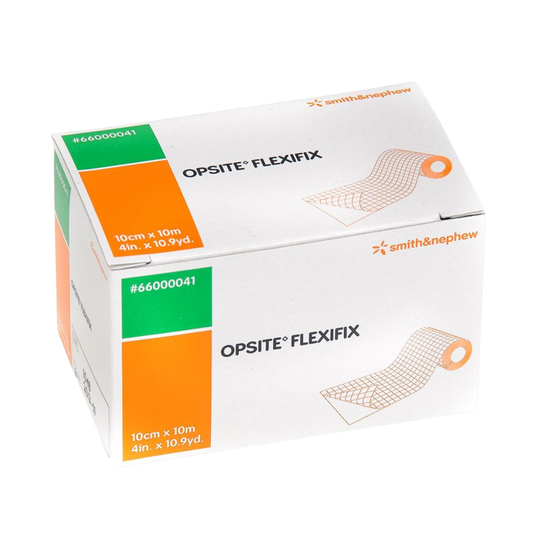 Opsite Flexifix transparent adhesive film dressing roll – waterproof, breathable, and flexible wound protection.
