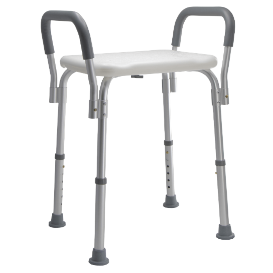 Aspire Homecare Shower Stool 100kg Capacity Adjustable Height Non-Slip Feet 465mm Width