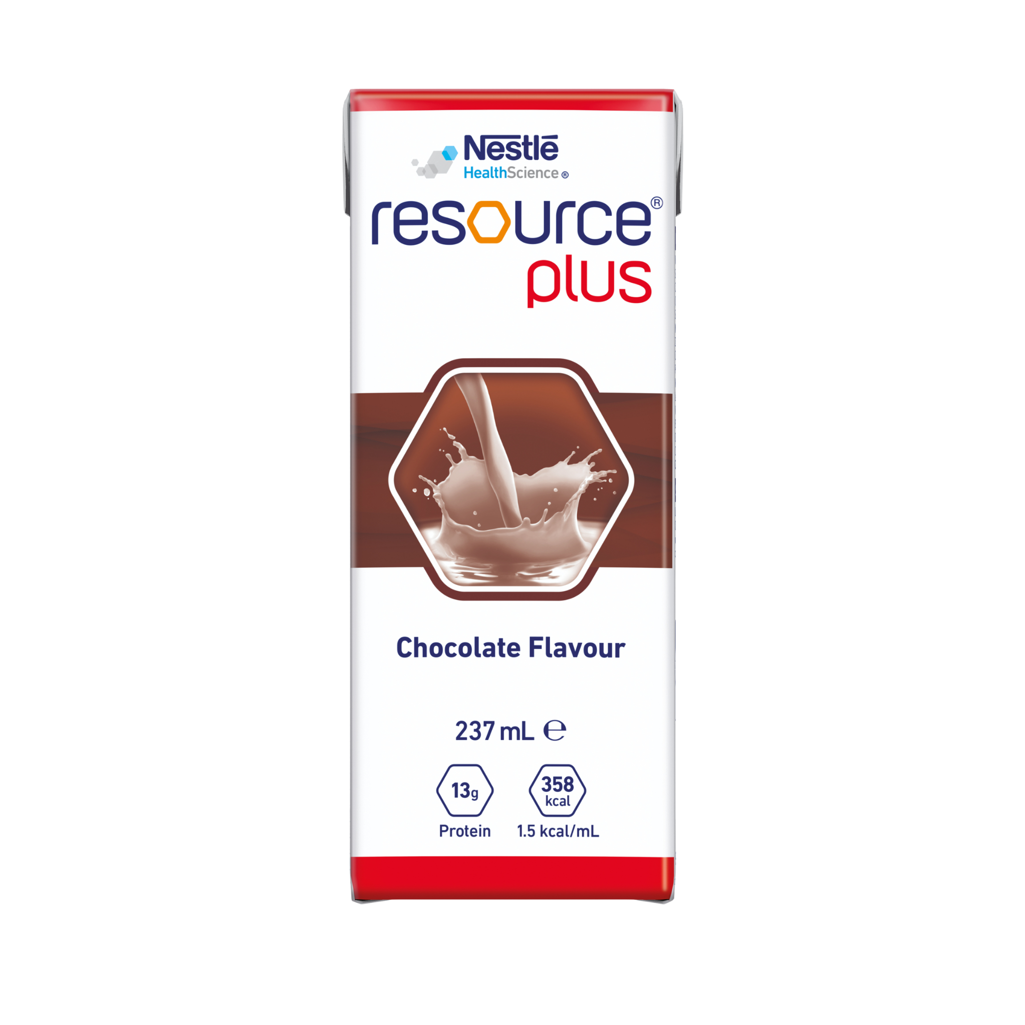 Nestle Resource Plus Chocolate Flavour package on a white background