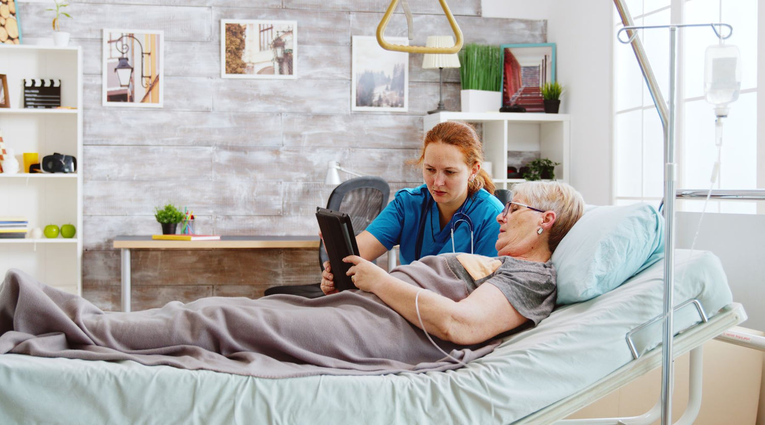 home caregiver assisting an elderly with pressure injuries