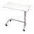 White adjustable table on wheels with a white background