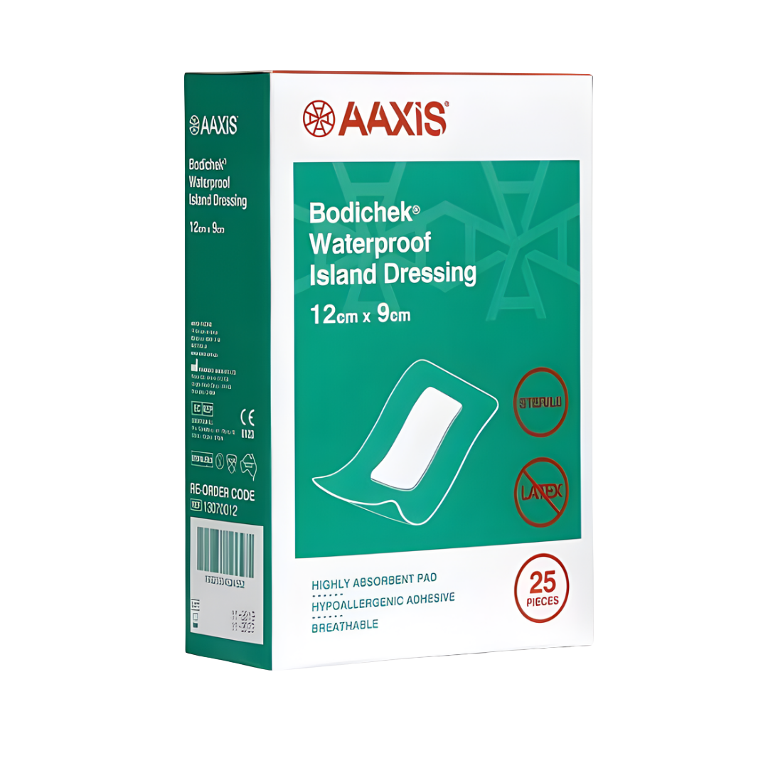 Bodichek Waterproof Film Island Dressing Sterile waterproof wound dressing with absorbent pad.