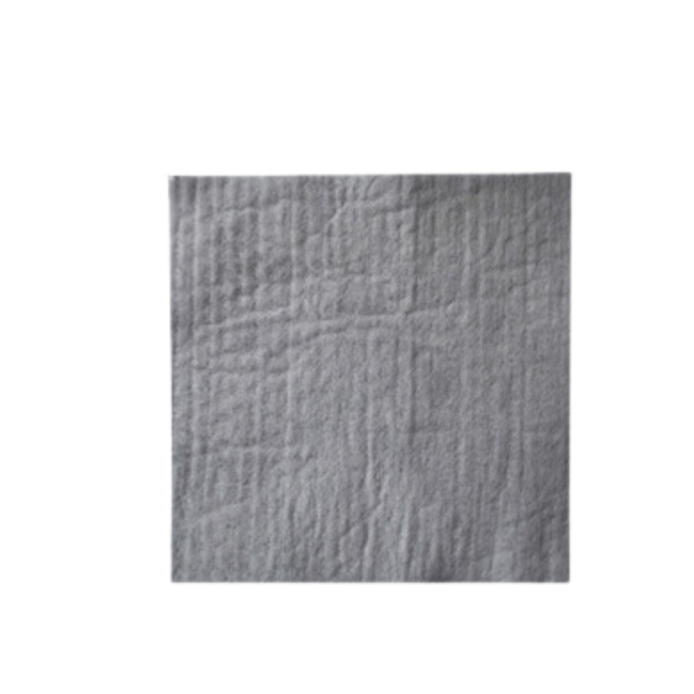 A non-woven antimicrobial dressing with a textured surface, primarily in a gray color.