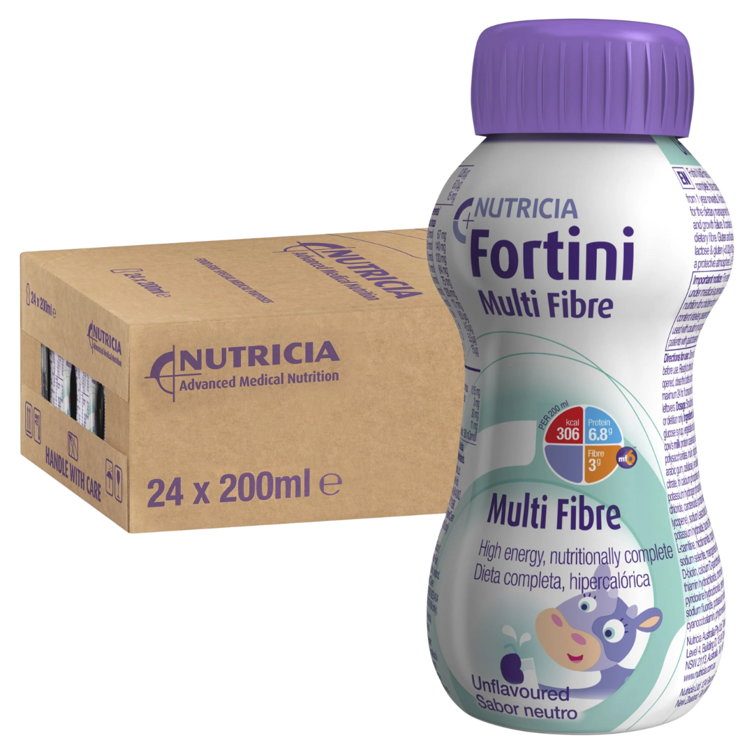 Fortini Multi Fibre 200ml Bottle – High-energy paediatric oral nutritional supplement with fibre blend for children aged 1+.