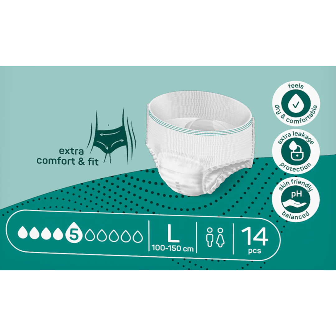 MoliCare Premium Mobile Large 5 Drops – Pull-up incontinence pants for moderate bladder weakness with odour control