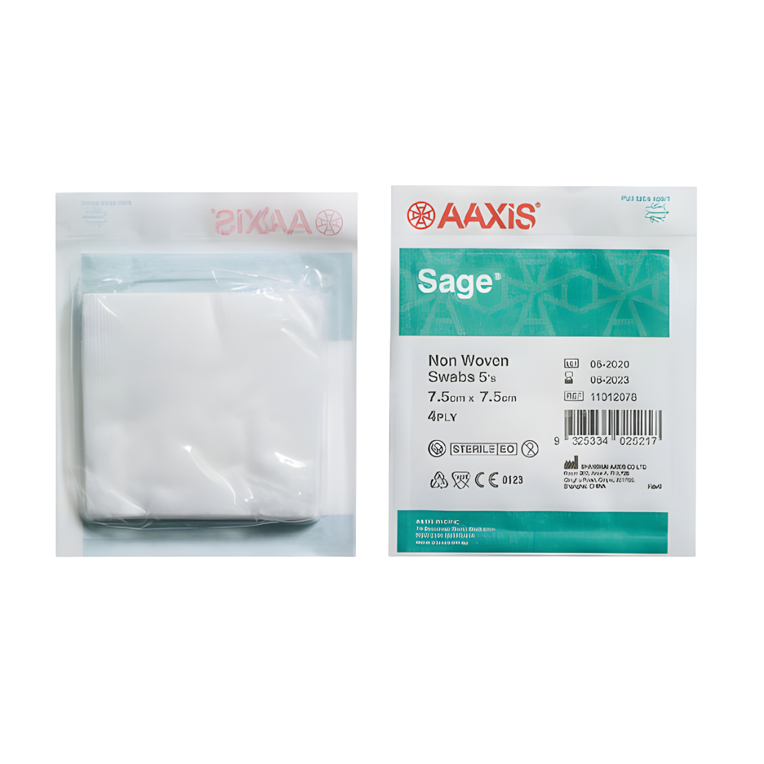 Sage Non-Woven Swabs 4ply Sterile for wound cleaning, dressing, and protection.