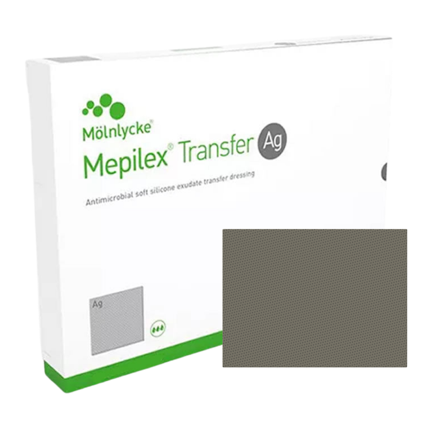 Molnlycke Mepilex Transfer Ag Silver Foam Dressing 15x20cm