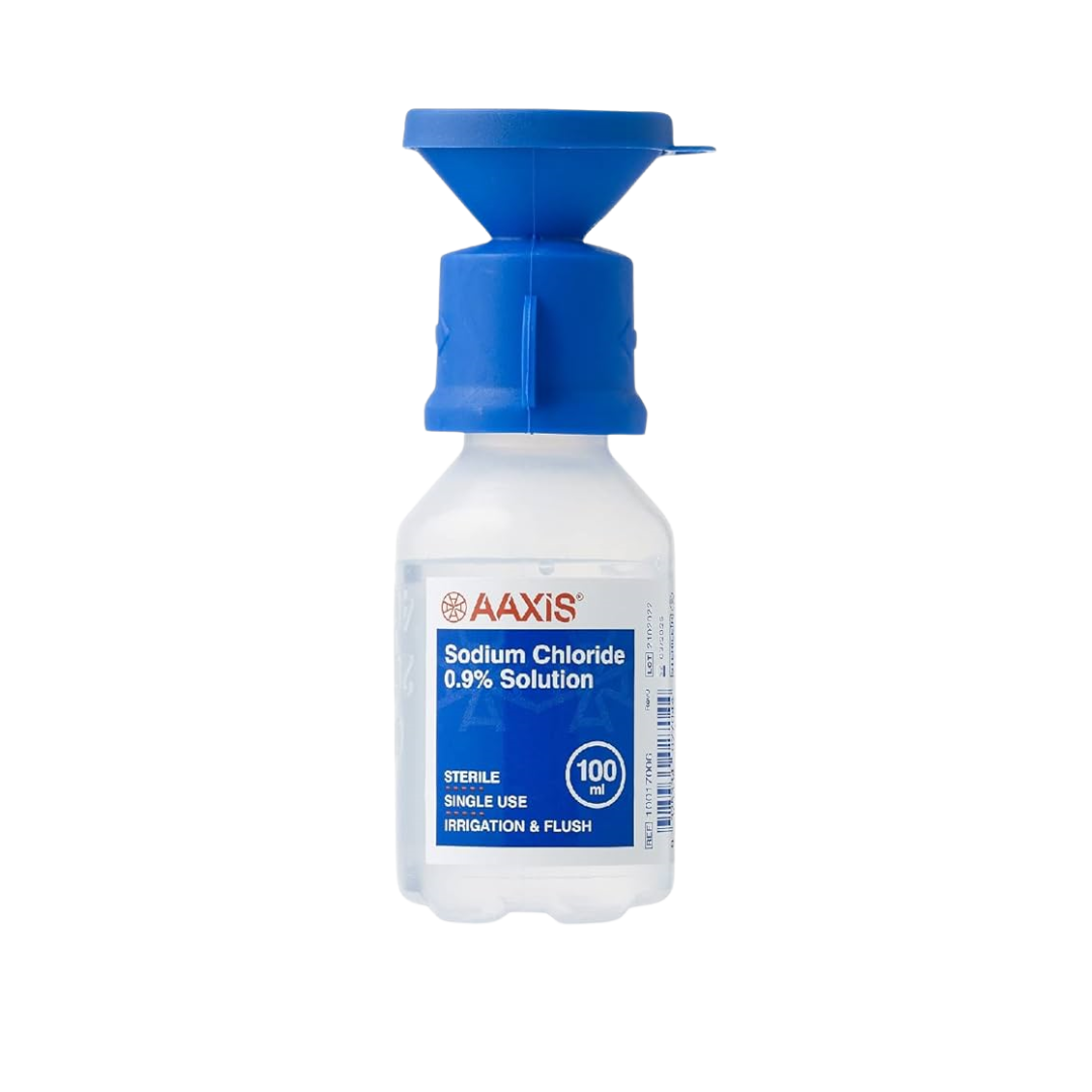 AAXIS Sodium Chloride 0.9% Solution 100ml sterile irrigation and flush bottle