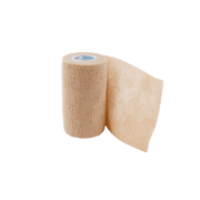 Bodichek Elastic Cohesive Bandage in tan color, size 10cm x 4.5m, offering breathable, flexible, and self-adhesive support for wound care and injury protection.
