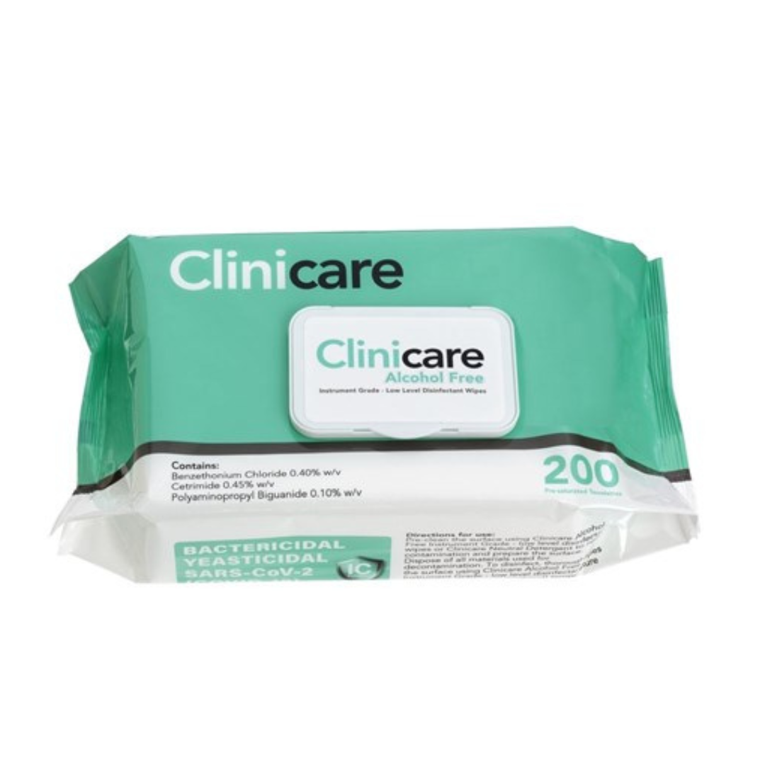 Clinicare Alcohol Free Disinfecting Wipes Flat Pack Surface Cleansers &
