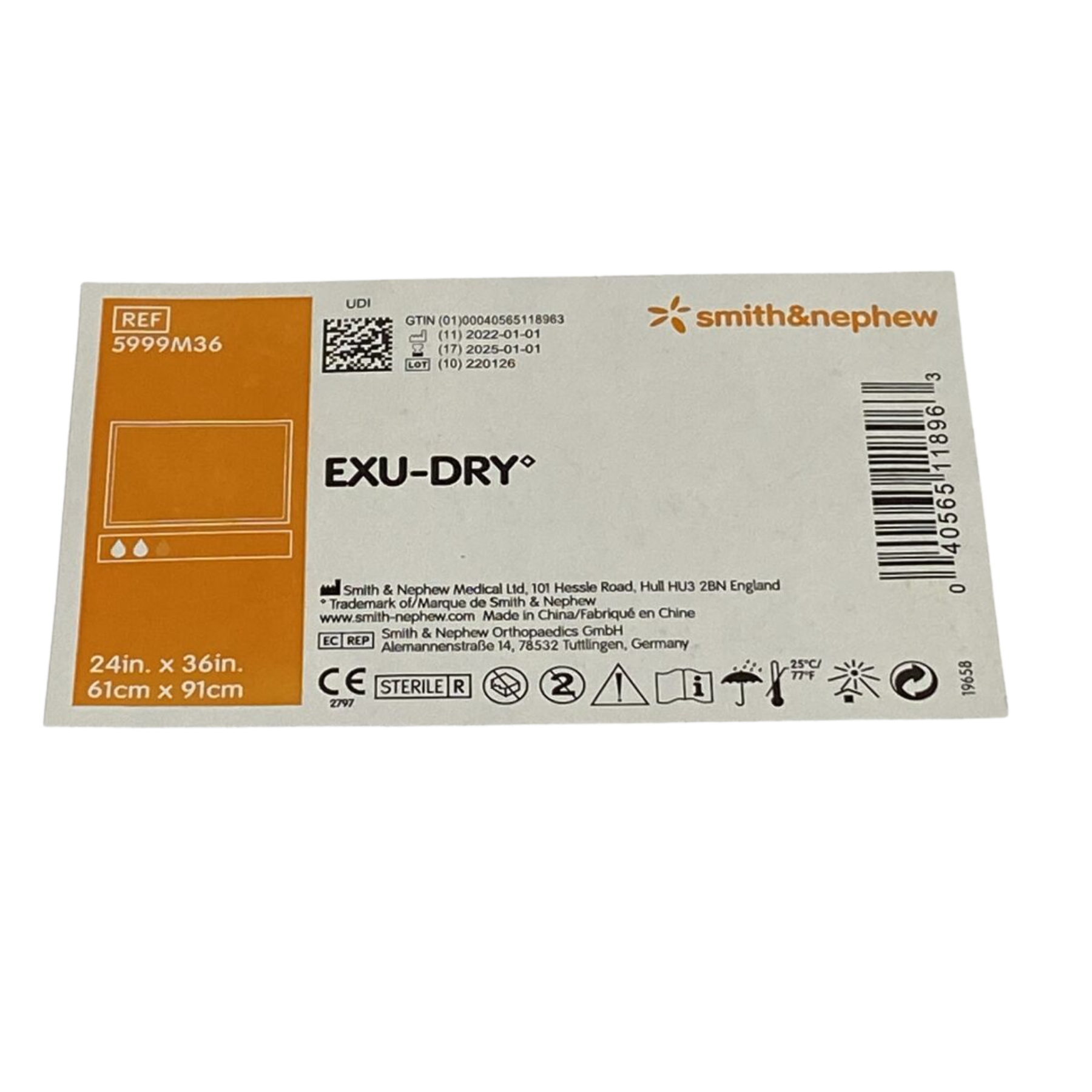 Smith & Nephew EXU-DRY packaging on a white background