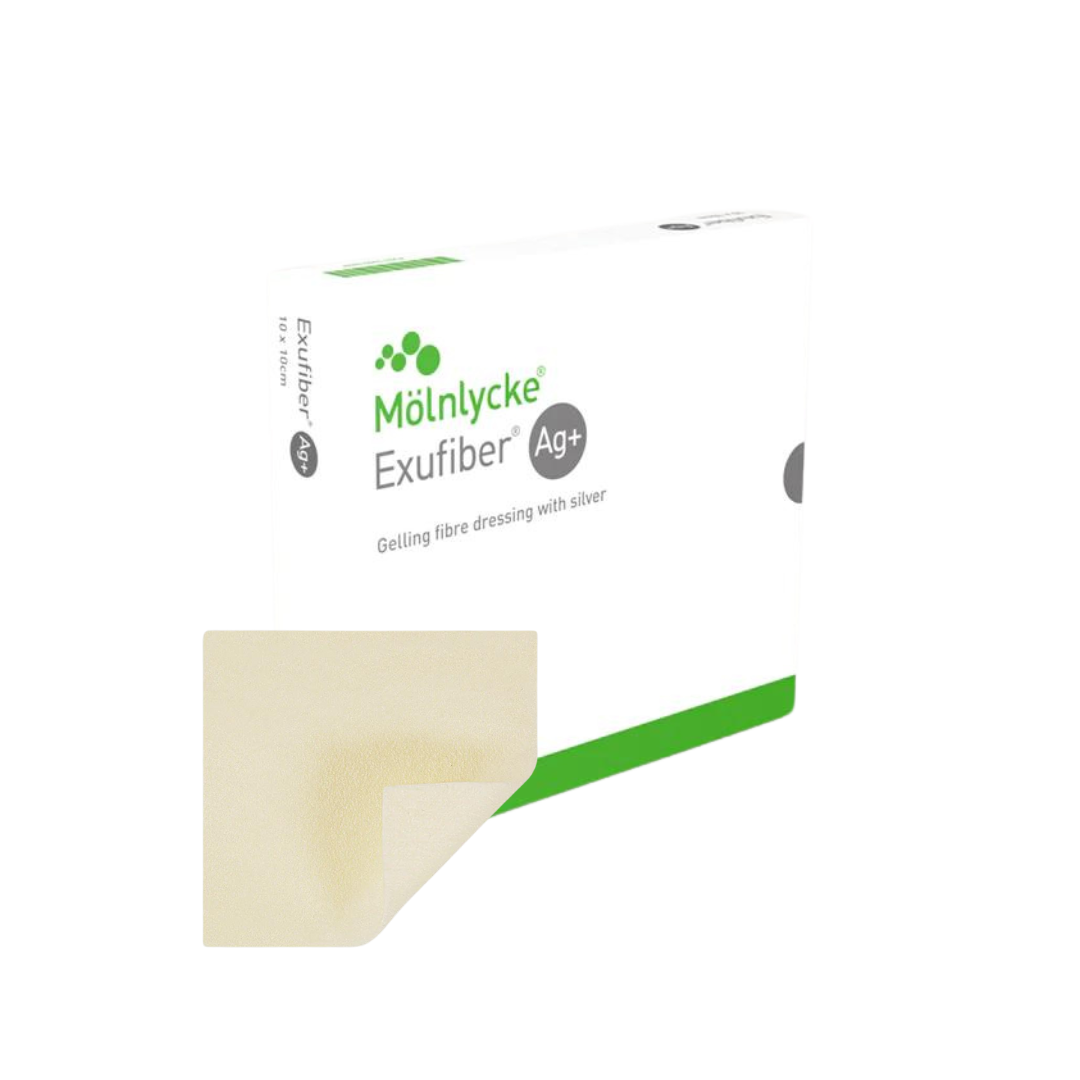 Molnlycke Exufiber Ag + Silver Gelling Fibre 10X10Cm Dressings