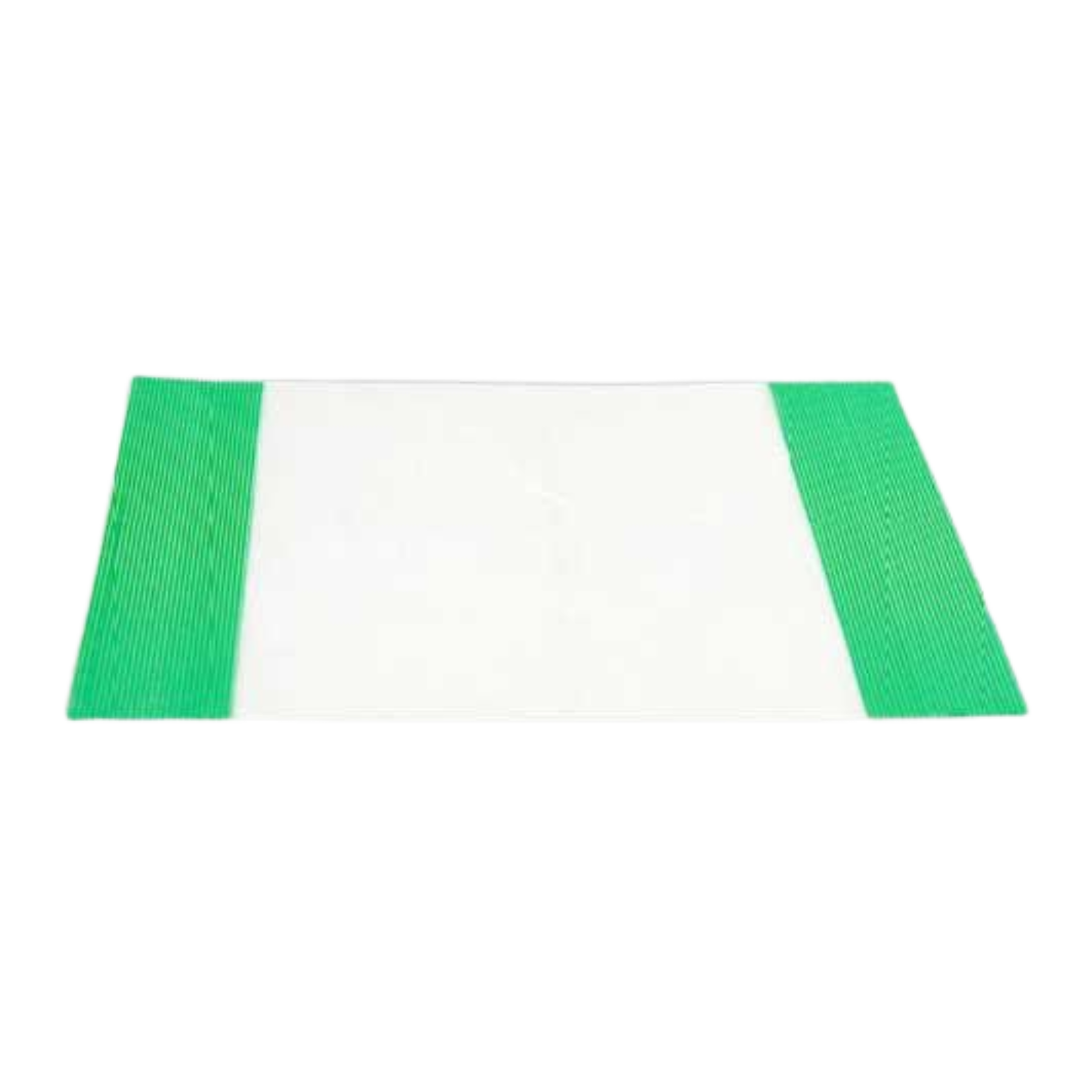 Close-up view of a single Opsite Incise Drape showing the transparent adhesive film and the two green application handles on either side.